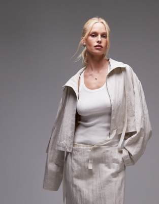 Mango Capsule Crushed Rami Zip Up Jacket