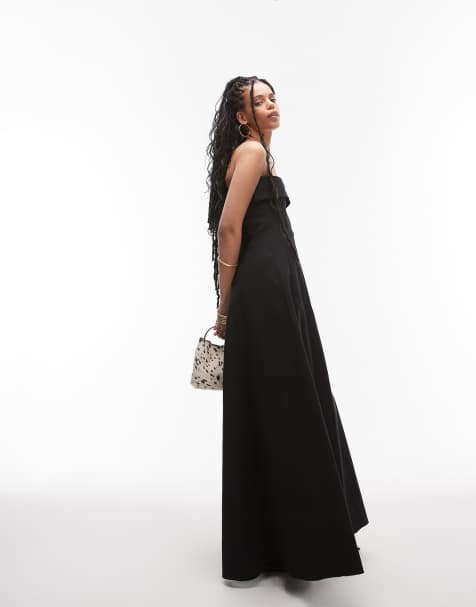 Mango Capsule bandeau structured midi dress in black