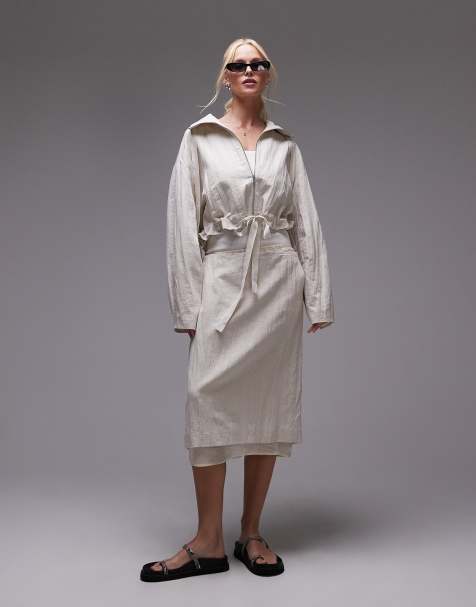 Mango capsule tailored midi skirt co-ord with organza underlay in ivory 