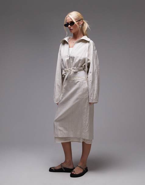 Mango - Capsule - Elegante co-ord set met midirok en jack van ramee in ivoorwit - view 1