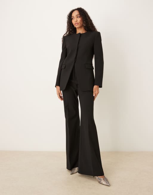 Mango - Capsule - Elegante kraagloze blazer van co-ord set met opvallende schouders in zwart, 2 van 4