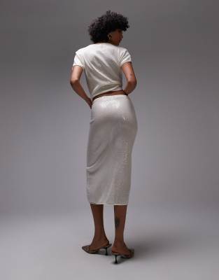 Mango Capsule Embellished Midi Skirt In Gray