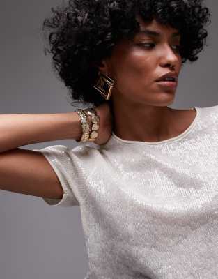 Mango Capsule Embellished Tee In Metallic