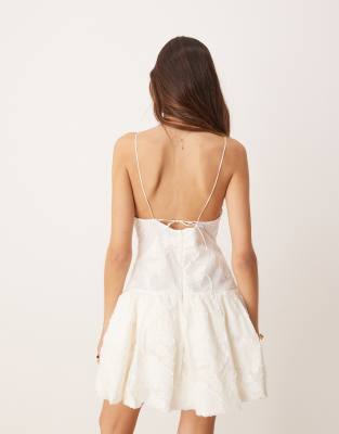 Mango Capsule Embroidered Mini Dress With Bubble Hem