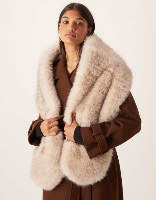 Mango capsule faux fur scarf in light beige
