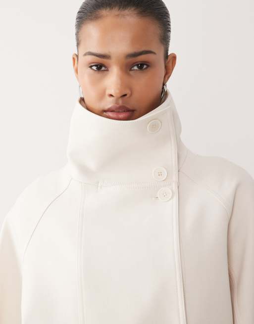 Mango Capsule funnel neck short trench coat in butter yellow | ASOS