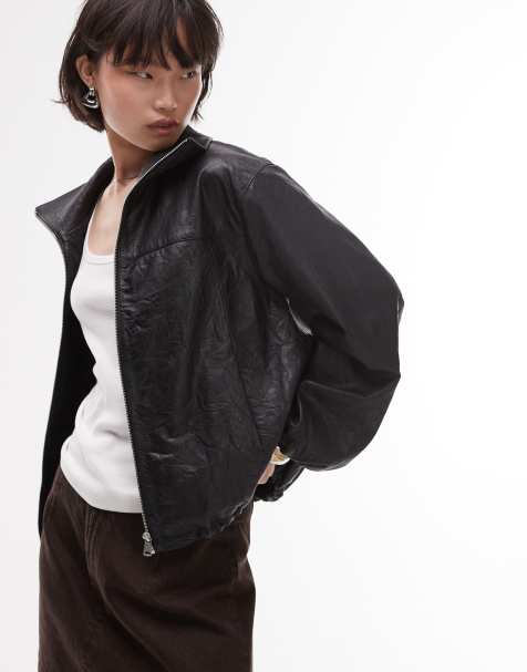 Mango - Capsule - Giacca bomber in pelle morbida nera - view 1