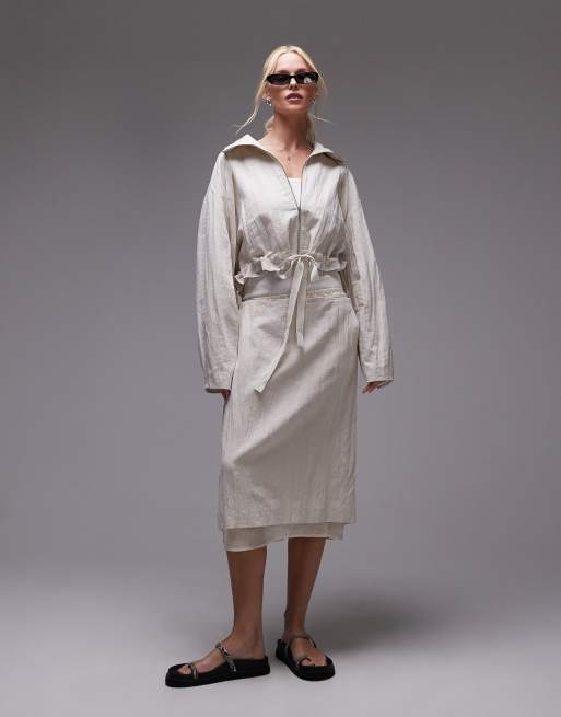 Mango - Capsule - Gonna midi sartoriale avorio con strato inferiore in organza in coordinato 