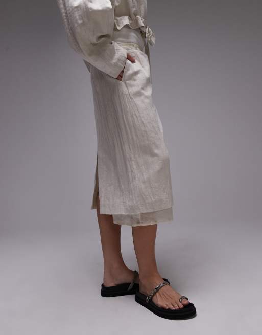 Mango - Capsule - Gonna midi sartoriale avorio con strato inferiore in organza in coordinato , 2 di 5