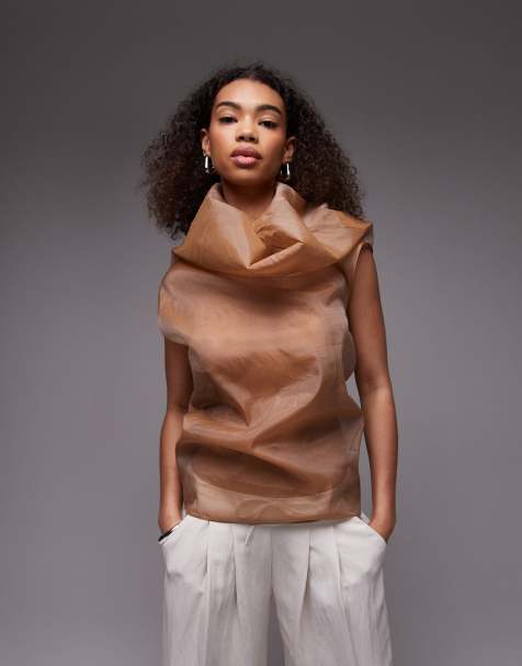 Mango – Capsule – Guldfärgad topp i organza - view 1