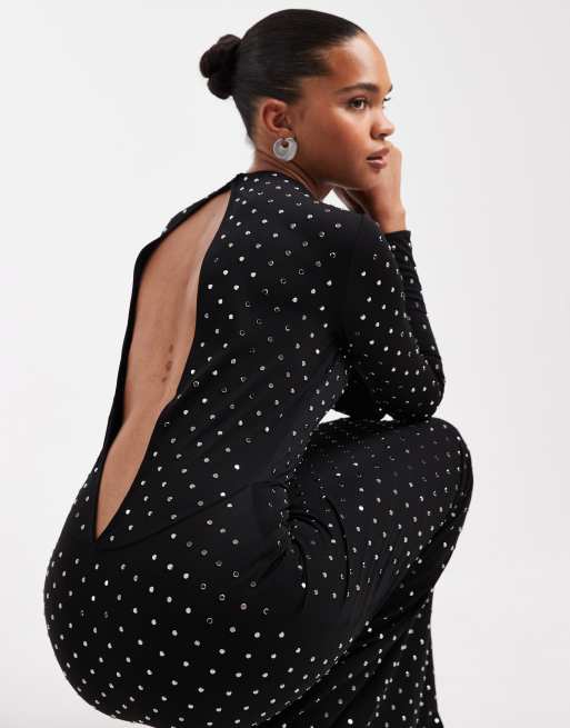 knee length dresses for ladies MANGO. Long polka dot print dress with back detail. TM  Hibuy market