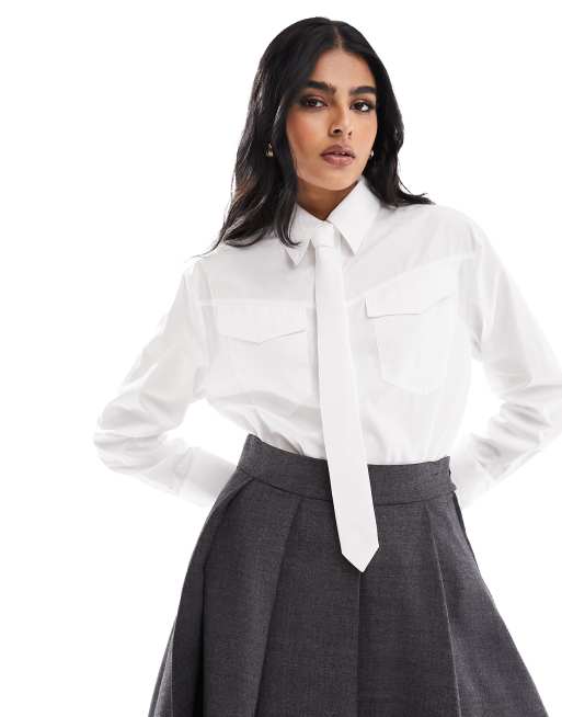 Mango - Capsule - Hvid skjorte med slips
