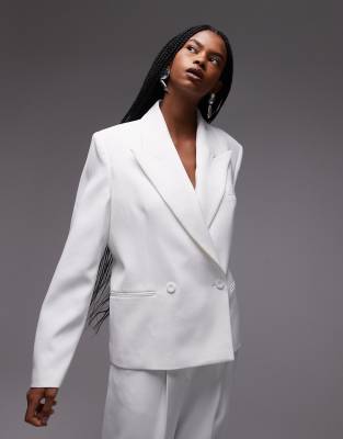 Mango - Capsule - Kastiger Cropped-Blazer in Weiß, Kombiteil