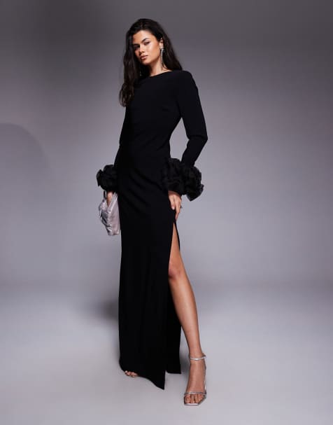 Mango – Capsule – Langärmliges Maxikleid in Schwarz mit markanten Ärmeln - view 1