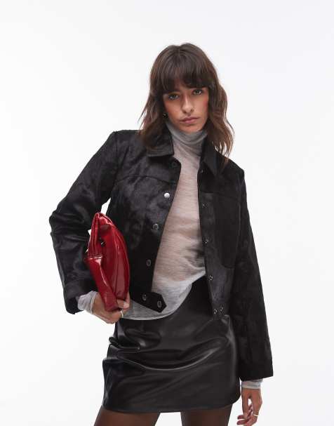 Mango Capsule leather boxy jacket in black - view 1