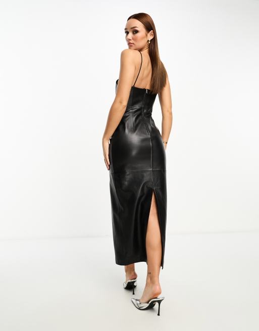 Mango leren jurk hotsell