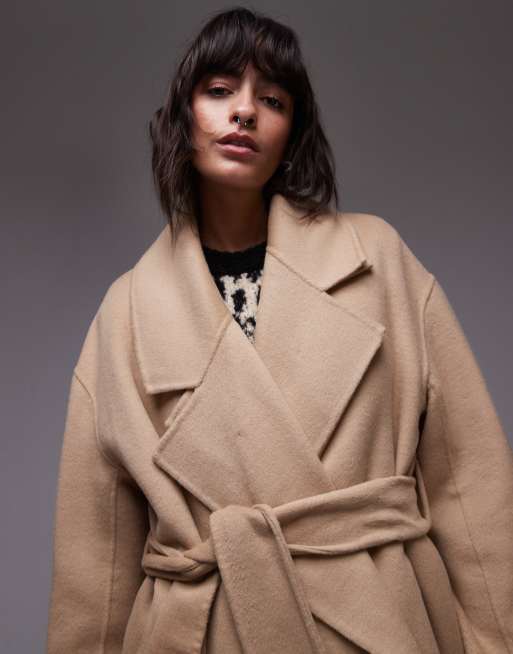 Mango Capsule Manteau en laine double epaisseur Fauve ASOS