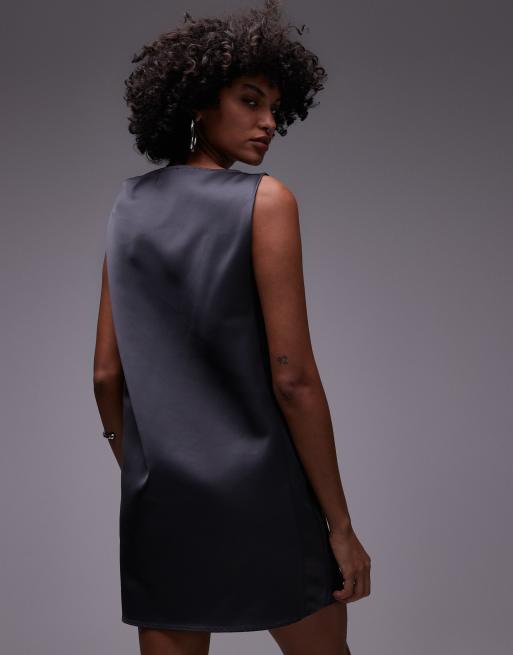 Mango black satin dress fashion