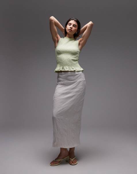Mango - Capsule Premium - Midi rok met textuur in wit - view 1