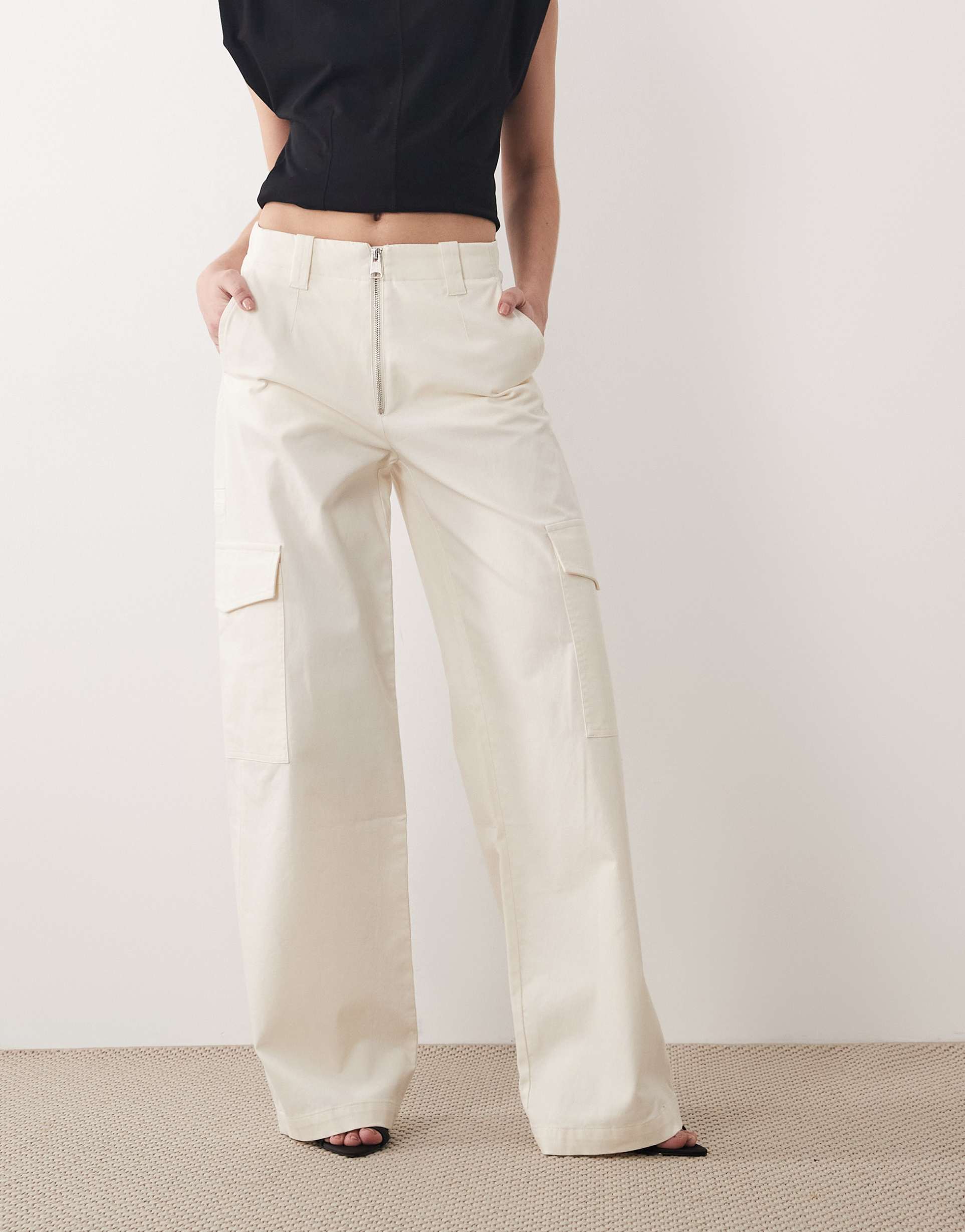 mango capsule premium tailored utility pants in cream