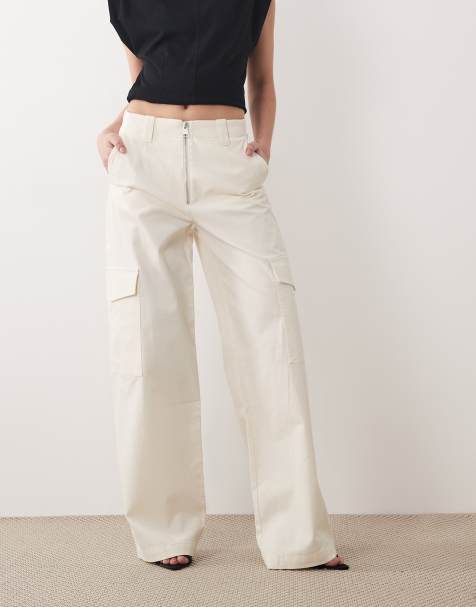 Mango Capsule premium tailored utility trouser in cream