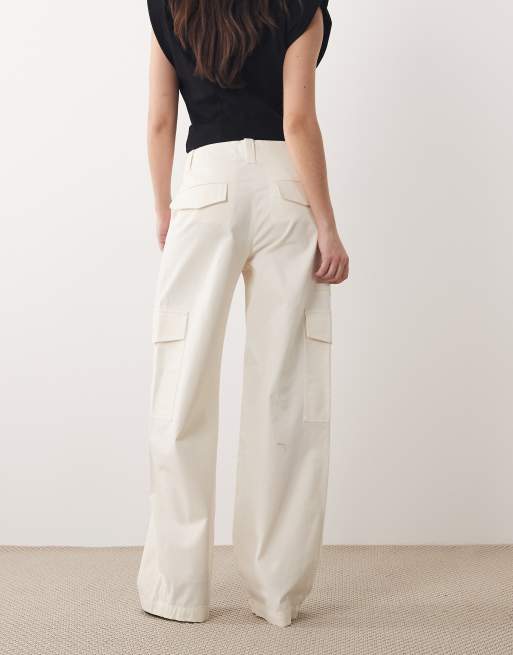 Mango Capsule premium tailored utility trouser in cream, 3 of 5