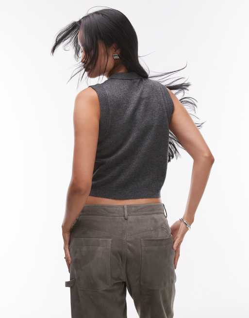 Mango Capsule Pull sans manches boutonné Gris ASOS