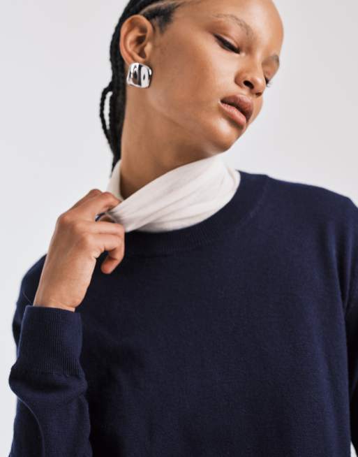 Mango – Capsule – Pullover aus 100% Wolle in Marineblau mit Rundhalsausschnitt, 3 von 4