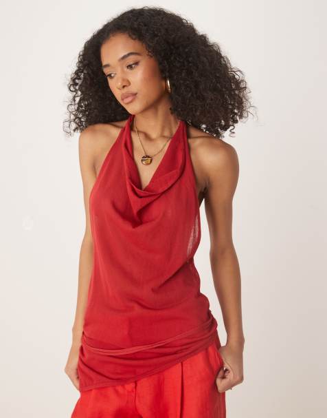 Mango – Capsule Rami – Asymmetrisches Top in Rot mit Rückenausschnitt - view 1