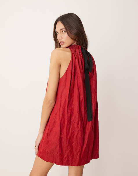 Mango – Capsule – Ramie-Minikleid in Kirschrot - view 1
