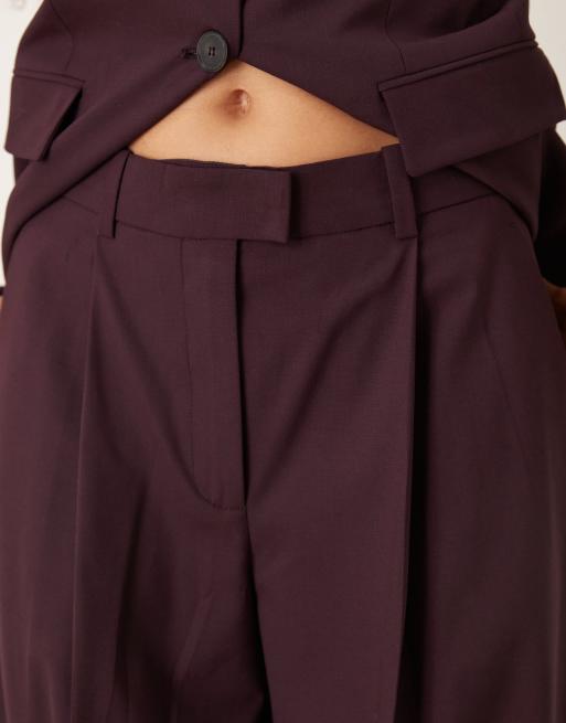 Mango – Capsule – Relaxed-Fit-Bundfaltenhose in Pflaume mit ausgestelltem Bein, Kombiteil, 5 von 5