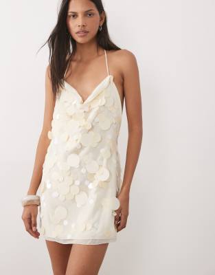 Capsule - Robe courte ornementée - Crème-Neutral L