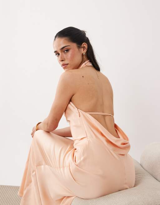 Mango - Capsule - Robe longue dos nu en satin - Rose, 2 de 4