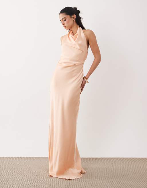 Mango - Capsule - Robe longue dos nu en satin - Rose, 3 de 4