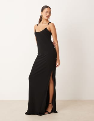 Mango - Capsule - Robe longue sans manches à col rond - Noir