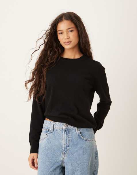 Mango Capsule round neck jumper in black - view 1