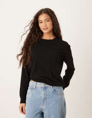 Mango Capsule round neck sweater in black | ASOS