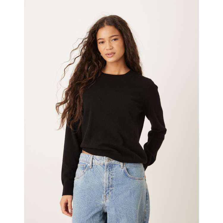 Mango Capsule round neck sweater in black | ASOS