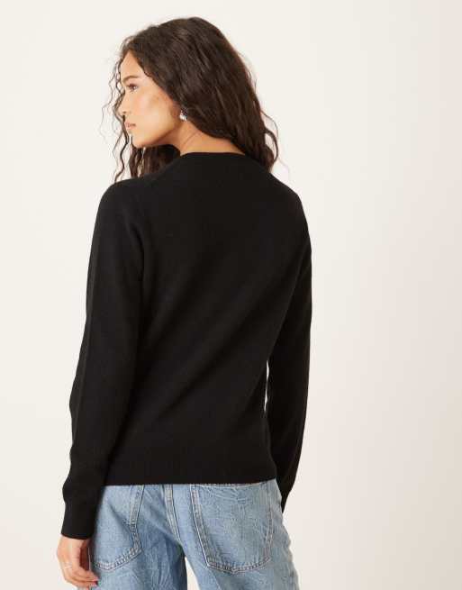 Mango Capsule round neck sweater in black | ASOS