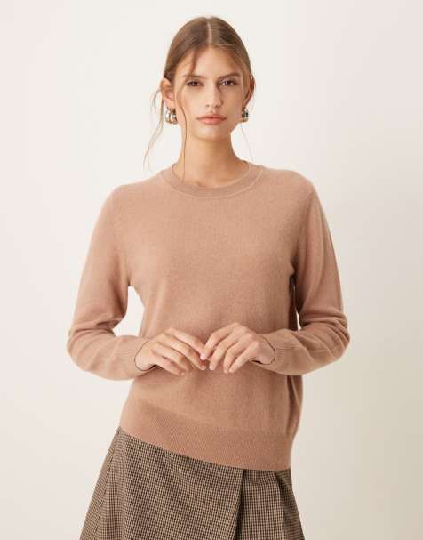 Mango Capsule round neck sweater in light brown - view 1