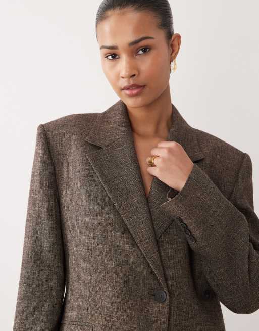 Mango Capsule Ruben premium tailored blazer co-ord in brown, 2 of 4