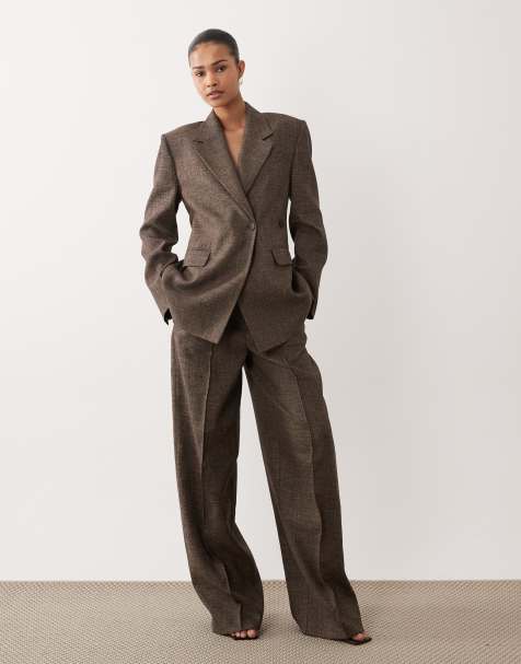Mango Capsule Ruben premium tailored trouser co-ord in brown - view 1