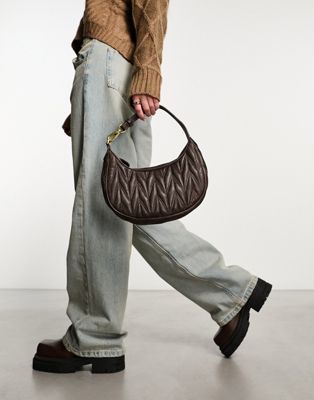 Mango Capsule faux leather shoulder bag in brown - ASOS Price Checker
