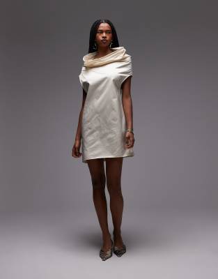 Mango Capsule Satin Mini Dress In White