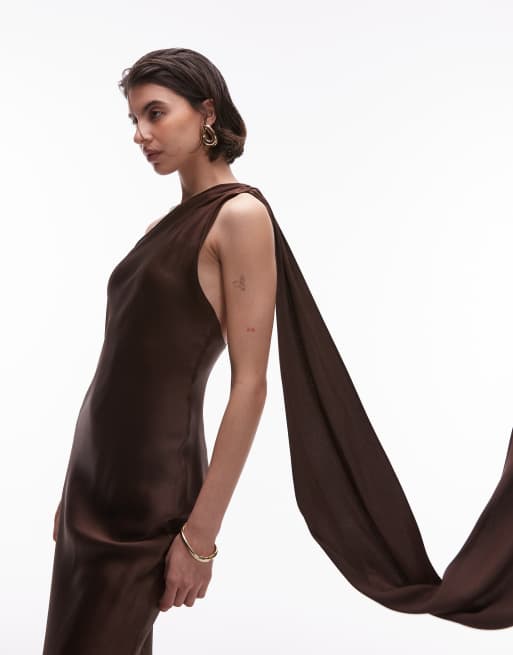 mango brown one shoulder dress BCBGMAXAZRIA Turquoise Ruched Dress  The Untitled Boutique