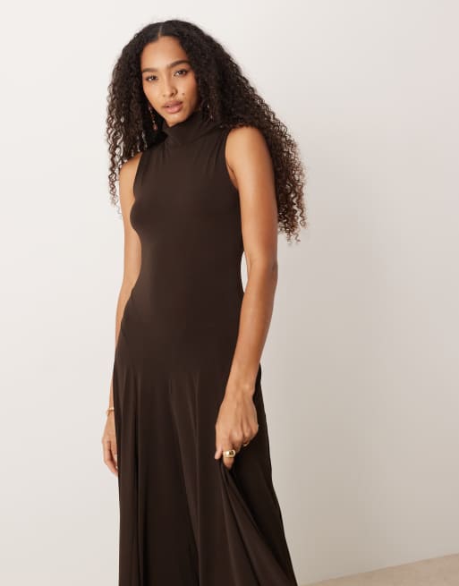 Mango Capsule sculpt high neck maxi dress in brown , 2 of 4