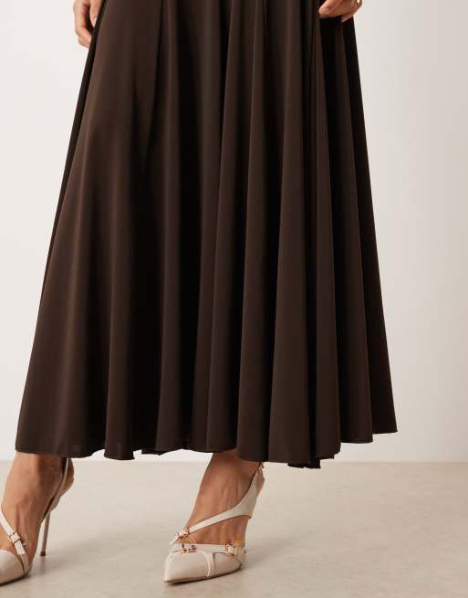 Mango Capsule sculpt high neck maxi dress in brown , 4 of 4