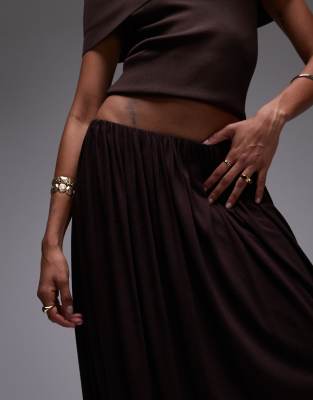 Mango Capsule Soft Drape Maxi Skirt In Brown