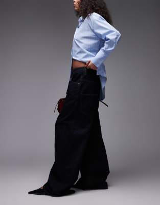 Mango Capsule Super Wide Leg Jeans In Blue