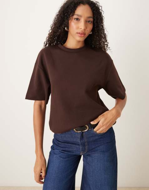 Mango – Capsule – T-Shirt aus schwerem Stoff in Braun - view 1